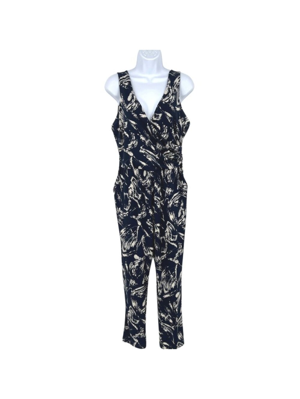 Gilli Coastal Tropical Abstract Print Jumpsuit Sleeveless Jersey Size Large